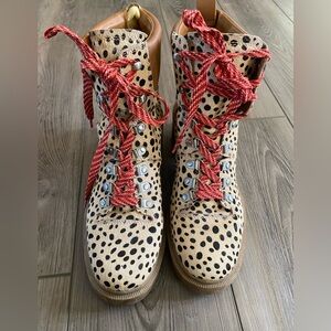 Dolce Vita cheetah print combat points, red laces